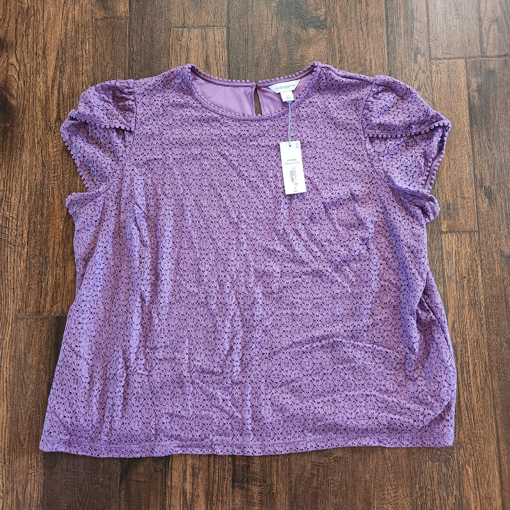 Liz Claiborne Women's Purple Floral Blouse 2x
